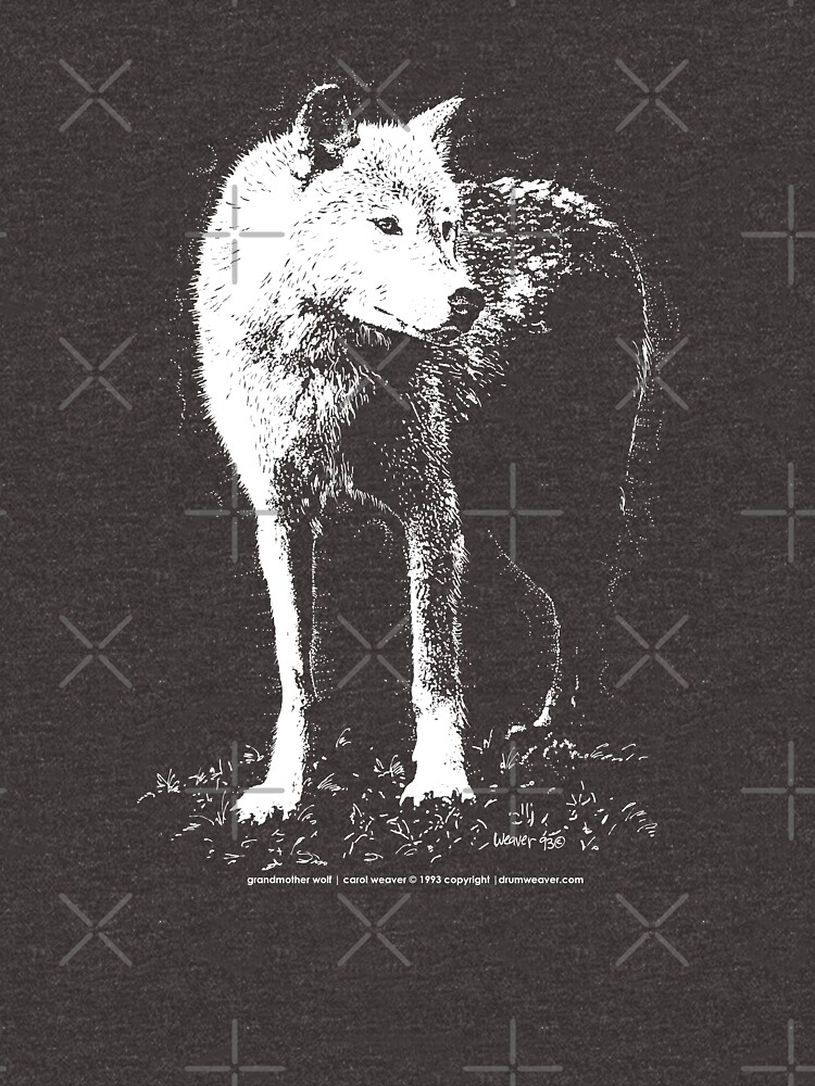 Thumbnail 7 of 7, Essential T-Shirt, Grandmother white wolf in pen + ink designed and sold by drumweaver.
