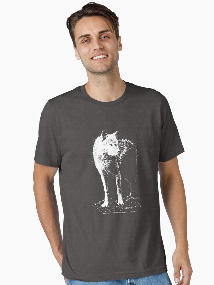 Thumbnail 1 of 7, Essential T-Shirt, Grandmother white wolf in pen + ink designed and sold by drumweaver.