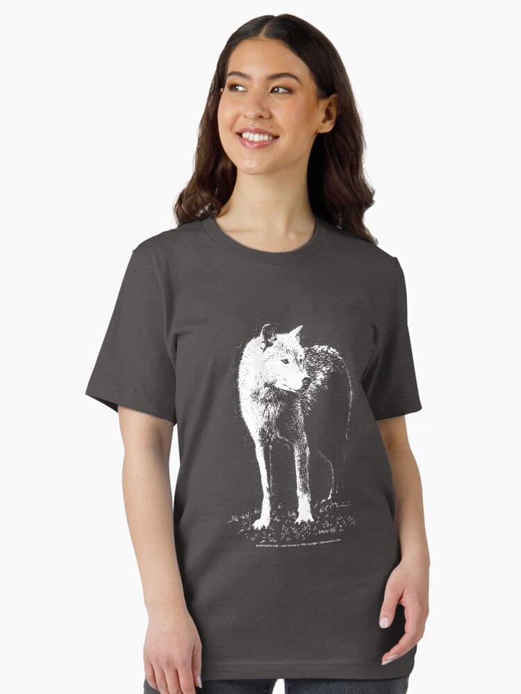 Thumbnail 2 of 7, Essential T-Shirt, Grandmother white wolf in pen + ink designed and sold by drumweaver.