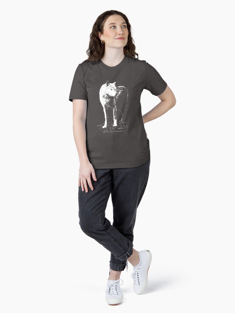 Thumbnail 4 of 7, Essential T-Shirt, Grandmother white wolf in pen + ink designed and sold by drumweaver.