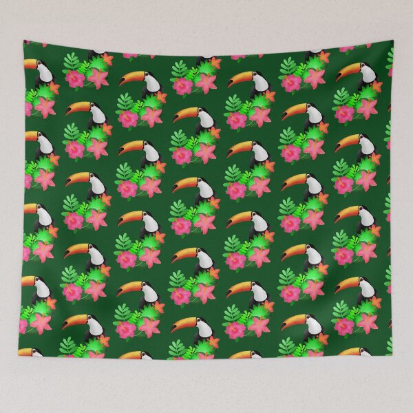 Item preview, Toucan and tropical flowers designed and sold by JessCarrsArt.