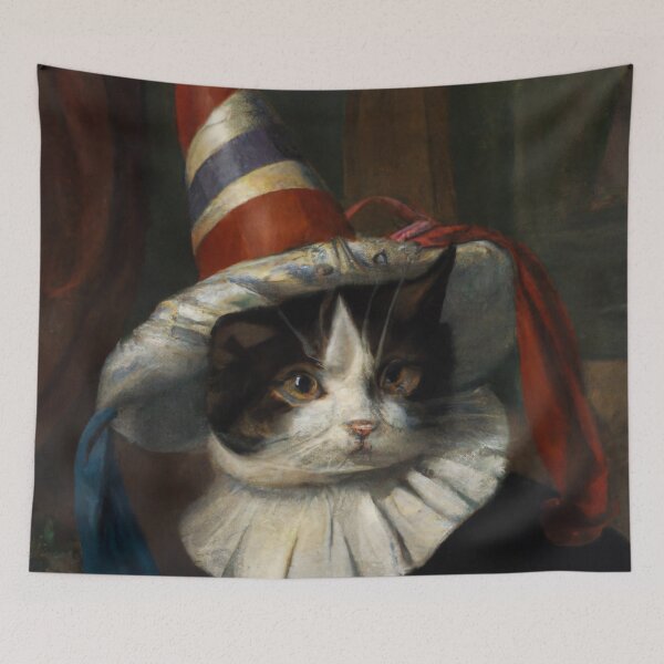 Item preview, Laurel the Cat, in fancy striped hat (Romanticism) designed and sold by thecatandkettle.