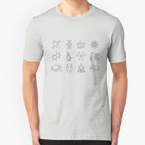 Science Line Icons Slim Fit T-Shirt