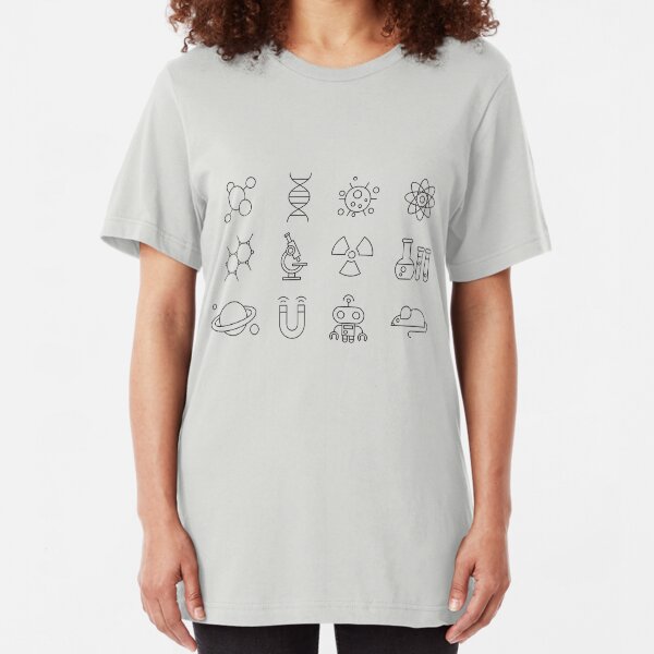 Science Line Icons Slim Fit T-Shirt