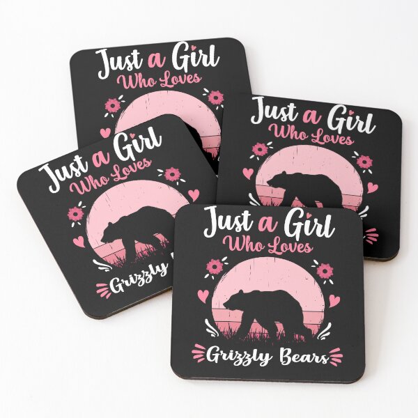 Item preview, Just A Girl Who Loves Grizzly Bears Pink Retro Vintage gift idea designed and sold by HN-ART.
