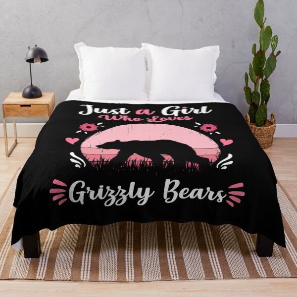 Item preview, Just A Girl Who Loves Grizzly Bears Pink Retro Vintage gift idea designed and sold by HN-ART.
