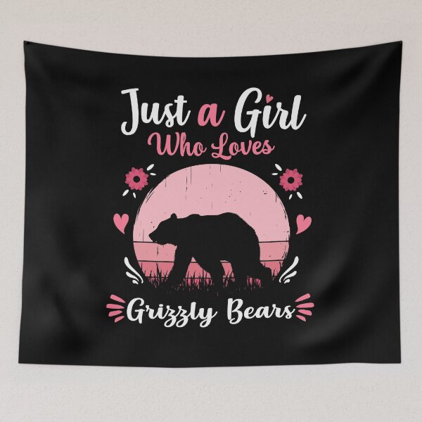 Artikelvorschau, Just A Girl Who Loves Grizzly Bears Pink Retro Vintage gift idea entworfen und verkauft von HN-ART.