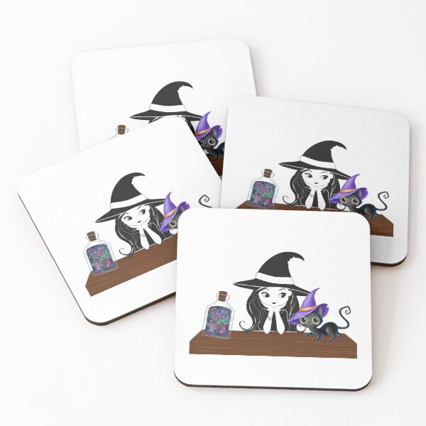 Item preview, Friendly witch with her cat getting ready for Halloween fun and magic.   designed and sold by creativefun22.
