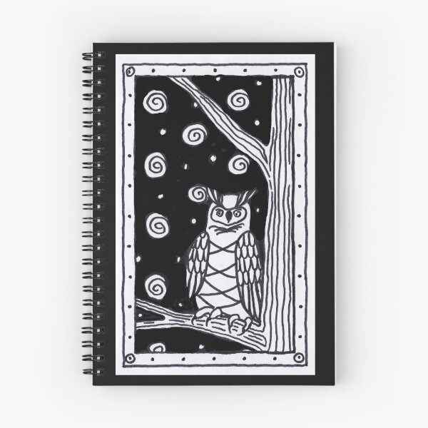 Item preview, Great Horned Owl in Tree in Black Ink on White designed and sold by JulzArtDesigns.