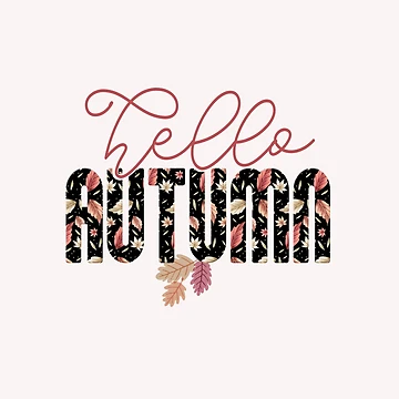 Artwork thumbnail, Hello Autumn Typography by HappyLifeCreate