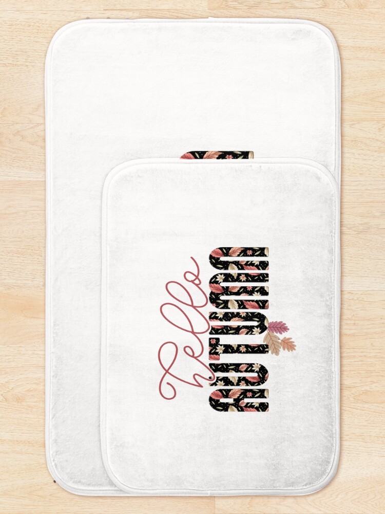 Thumbnail 5 of 6, Bath Mat, Hello Autumn Typography designed and sold by HappyLifeCreate.