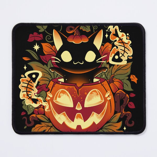 Item preview, Autumn Tricks - Halloween Black Cat and Pumpkin designed and sold by Snouleaf.