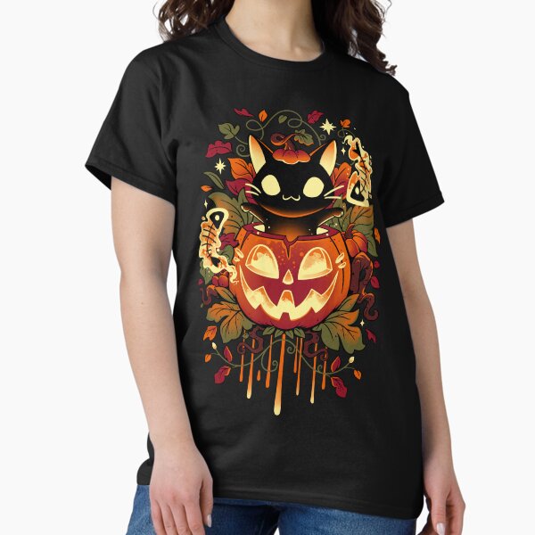 Item preview, Autumn Tricks - Halloween Black Cat and Pumpkin designed and sold by Snouleaf.
