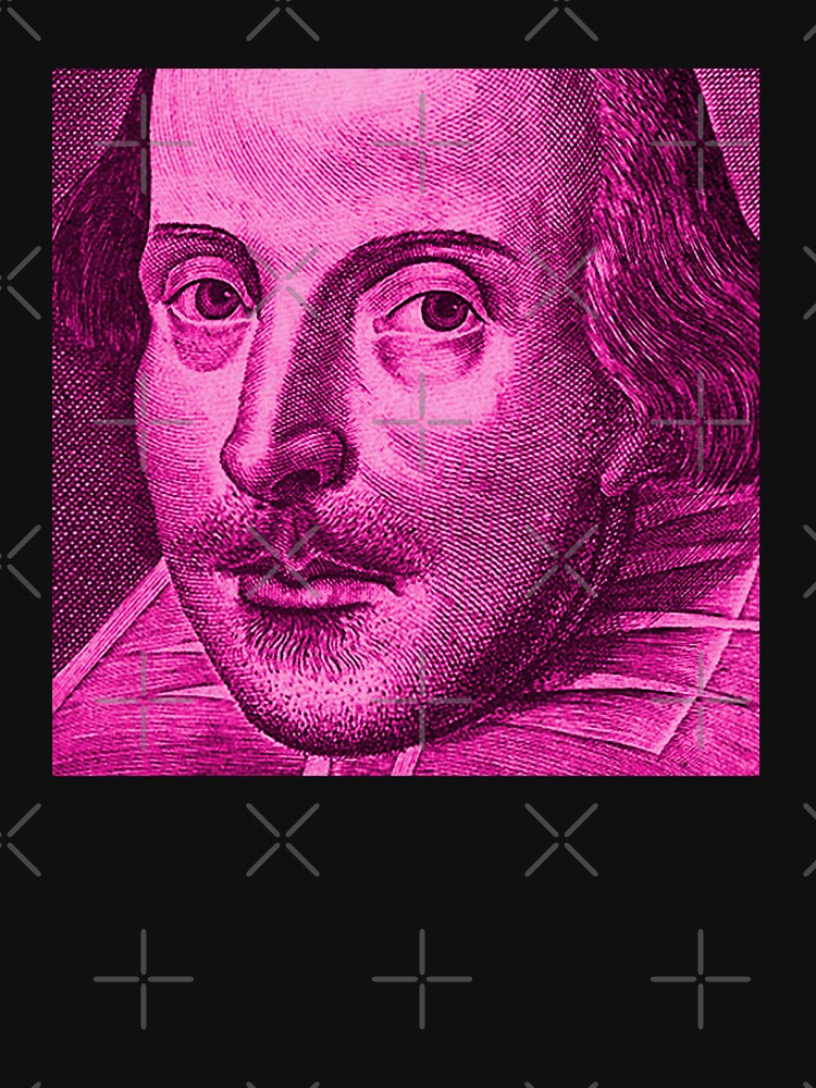 Thumbnail 7 of 7, Essential T-Shirt, Shakespeare Droeshout Engraving Portrait - Hot Pink Version designed and sold by incognitagal.