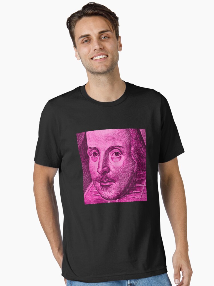 Thumbnail 2 of 7, Essential T-Shirt, Shakespeare Droeshout Engraving Portrait - Hot Pink Version designed and sold by incognitagal.