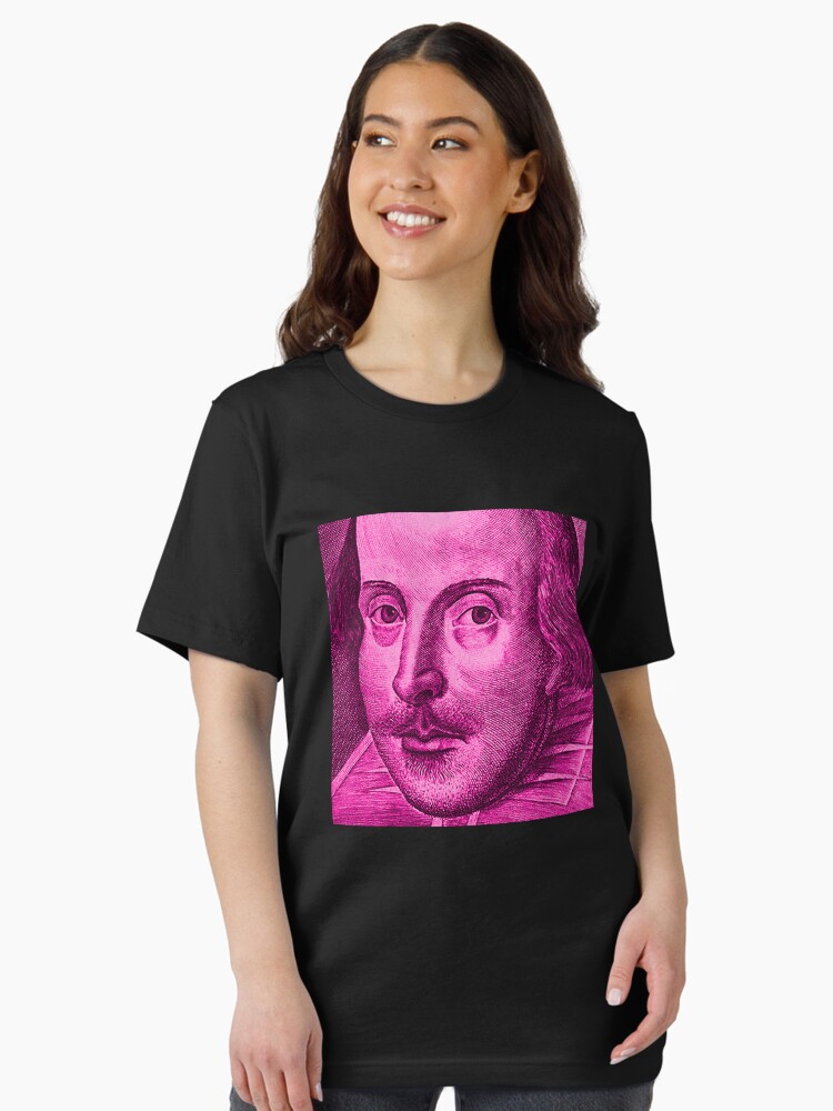Thumbnail 1 of 7, Essential T-Shirt, Shakespeare Droeshout Engraving Portrait - Hot Pink Version designed and sold by incognitagal.