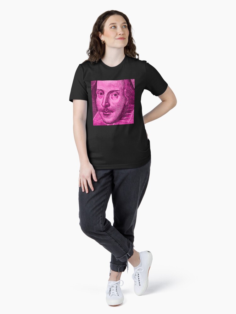 Thumbnail 4 of 7, Essential T-Shirt, Shakespeare Droeshout Engraving Portrait - Hot Pink Version designed and sold by incognitagal.