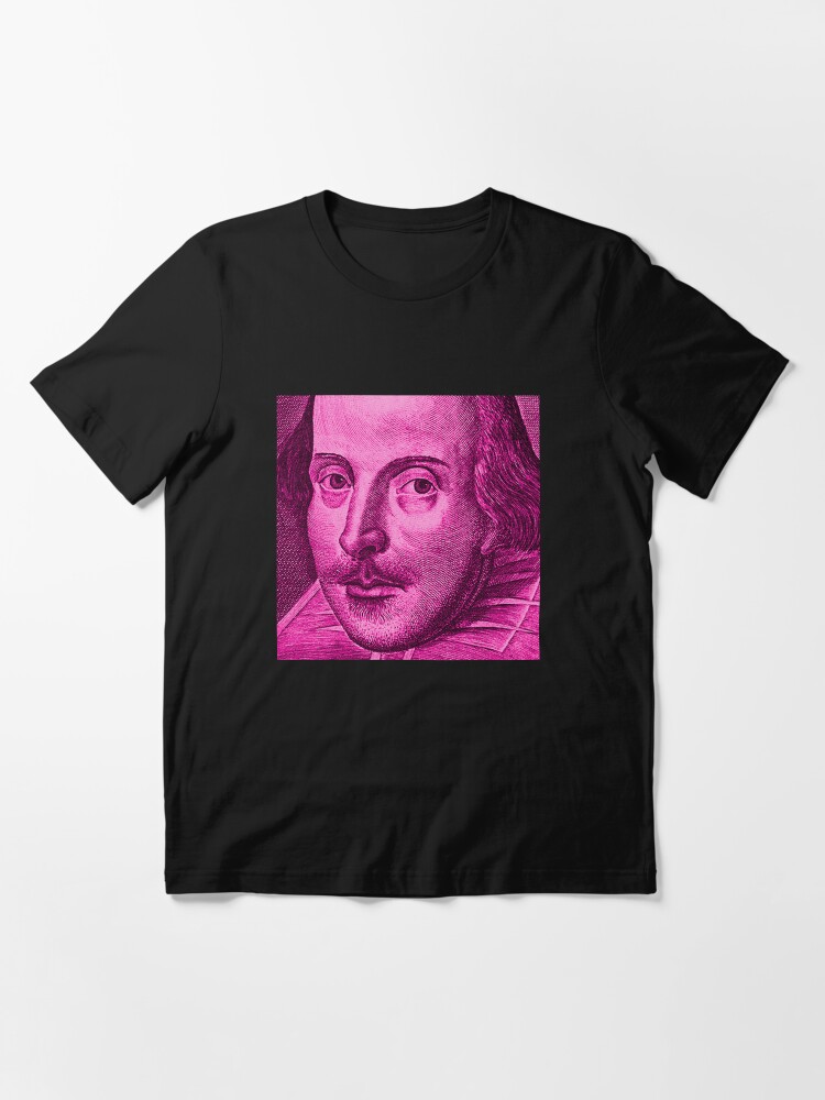Thumbnail 3 of 7, Essential T-Shirt, Shakespeare Droeshout Engraving Portrait - Hot Pink Version designed and sold by incognitagal.