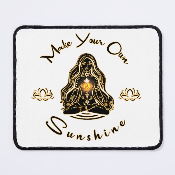 Item preview, Make your own Sunshine Inspirational Meditating Woman with sun radiating solar plexus chakra and lotus flower, black and gold with sun radiating solar plexus chakra designed and sold by SassyFavorites.