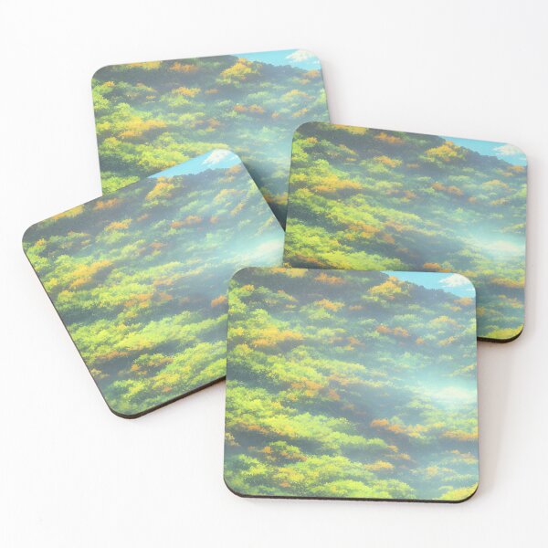 Item preview, A landscape of a Exquisite valley in the style of anime background with a tetradic color palette designed and sold by Art-of-AI.