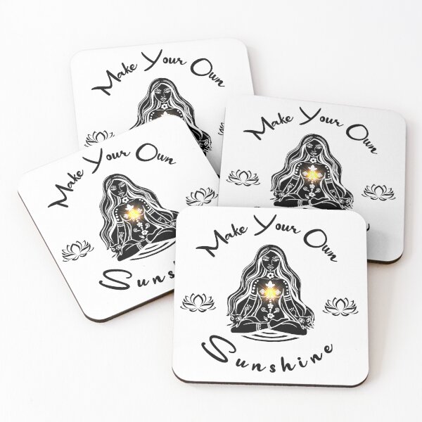 Item preview, Make your own Sunshine Inspirational Meditating Woman with sun radiating solar plexus chakra and lotus flower, black only with sun radiating solar plexus chakra designed and sold by SassyFavorites.