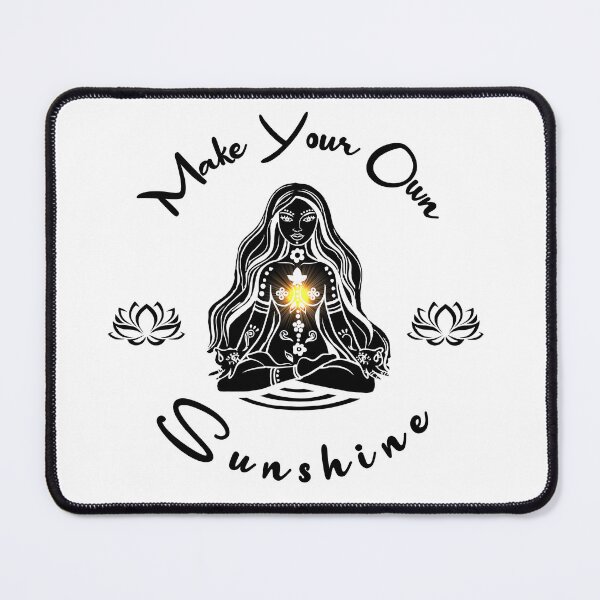 Item preview, Make your own Sunshine Inspirational Meditating Woman with sun radiating solar plexus chakra and lotus flower, black only with sun radiating solar plexus chakra designed and sold by SassyFavorites.