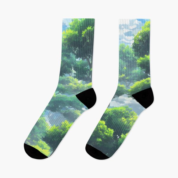 Item preview, Un paisaje de un parque refrescante al estilo de fondo de anime con una paleta de colores sofisticada. designed and sold by Art-of-AI.