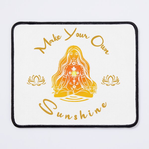 Item preview, Make your own Sunshine Inspirational Meditating Woman with sun radiating solar plexus chakra and lotus flower, yellow gold and gold with sun radiating solar plexus chakra designed and sold by SassyFavorites.