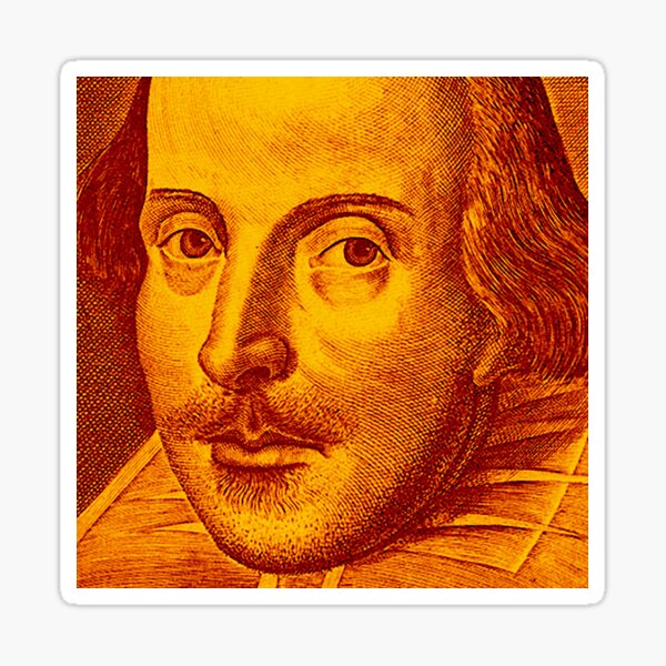 Item preview, Shakespeare Droeshout Engraving Portrait - Bright Orange Version designed and sold by Styled Vintage.
