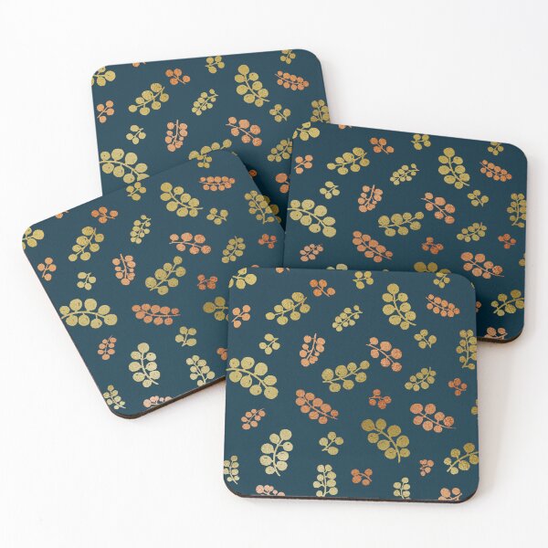 Item preview, Gold&Copper Berries with Mottled Effect on Navy designed and sold by AnkasArtz.