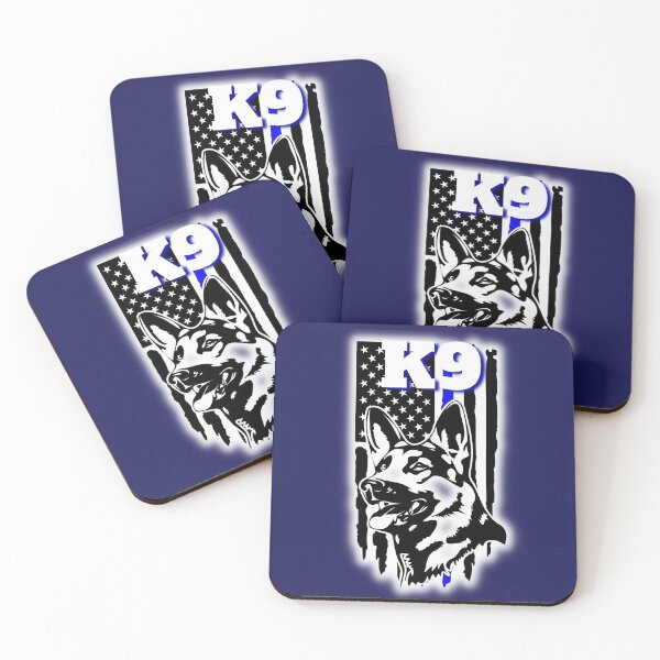 Item preview, K9 German Shepherd and American Flag with a thin blue line.  designed and sold by AmericaFreedom.