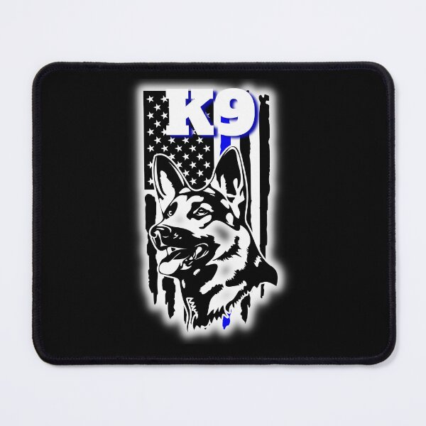 Item preview, K9 German Shepherd and American Flag with a thin blue line.  designed and sold by AmericaFreedom.