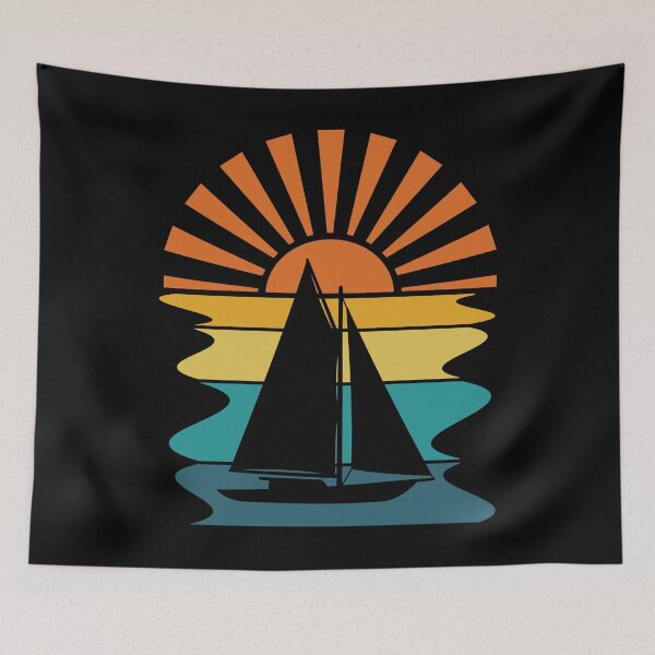 Item preview, Sailboat Ocean Retro Sunset designed and sold by PeachesMommy.