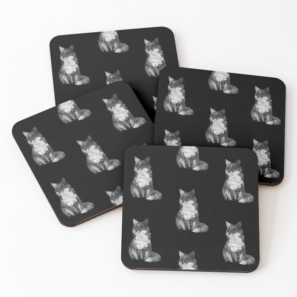 Item preview, Cute Fox Space and Stars – Black and White designed and sold by northernhugs.