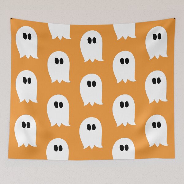 Item preview, Cute ghost cartoon in an orange frame designed and sold by AngelDawnDesign.