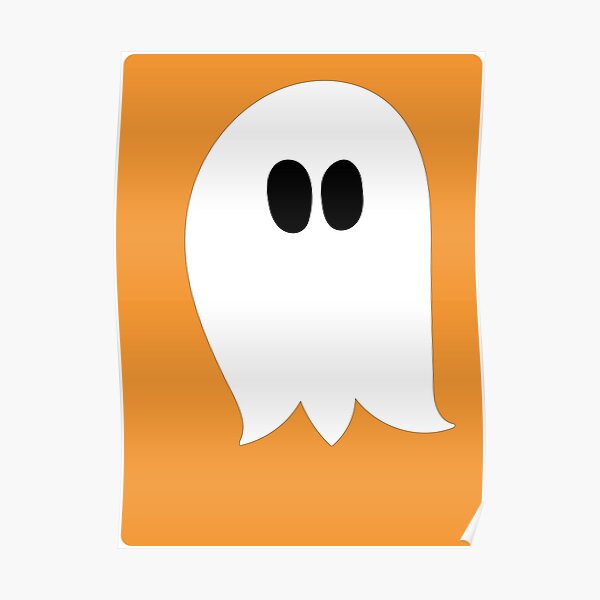 "Cute ghost cartoon in an orange frame" Poster for Sale by