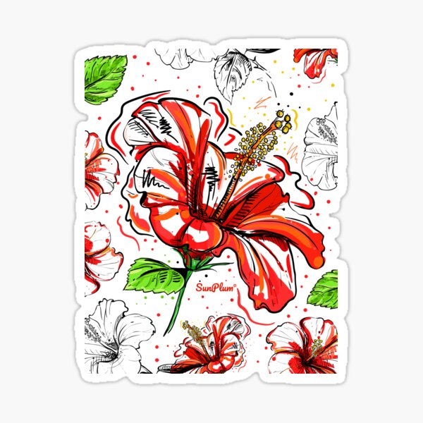 Tropical Hibiscus Flower, Create and Nurture Life Sticker