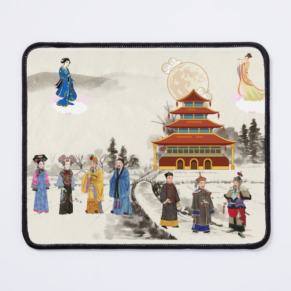 Item preview, Ancient Chinese Palace King Queen General Servant in Traditional Costume Scene Under the Festival Moon Themed Artwork designed and sold by IncrediMi.