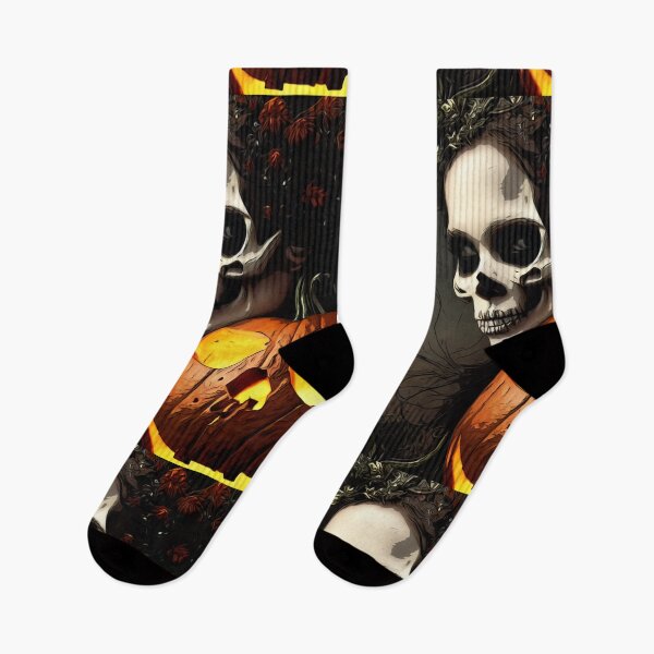 Item preview, Scary skeleton woman with pumpkin designed and sold by MMJDSGN.