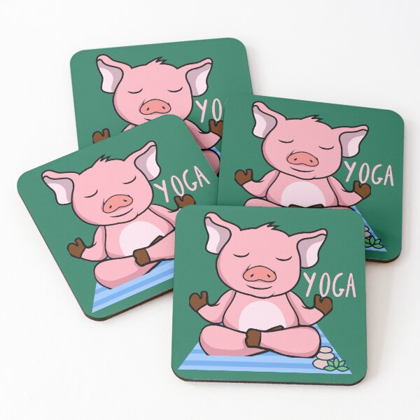 Item preview, Happy Pink Pig Yoga design for pigs, piggies, or farm animal lovers and yoga lovers in your life.  designed and sold by tranquilbeach.