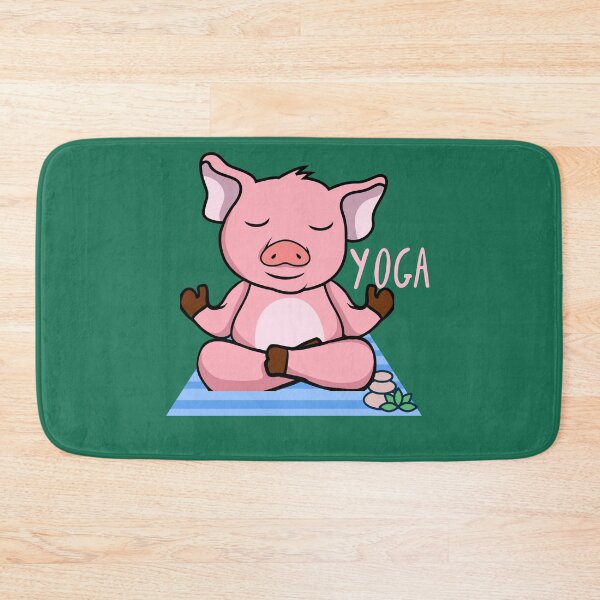 Item preview, Happy Pink Pig Yoga design for pigs, piggies, or farm animal lovers and yoga lovers in your life.  designed and sold by tranquilbeach.