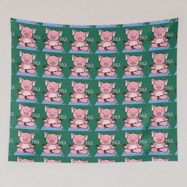 Item preview, Happy Pink Pig Yoga design for pigs, piggies, or farm animal lovers and yoga lovers in your life.  designed and sold by tranquilbeach.