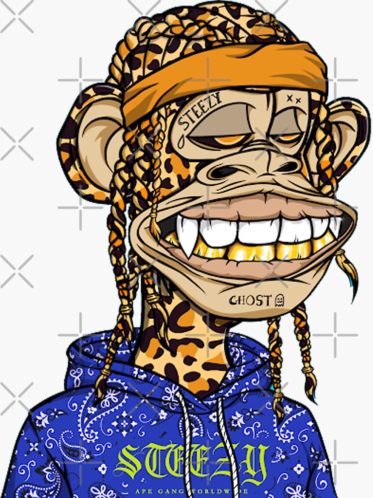 "NFT monkey tiger like travis scott Bored Ape Yacht Club" Sticker for