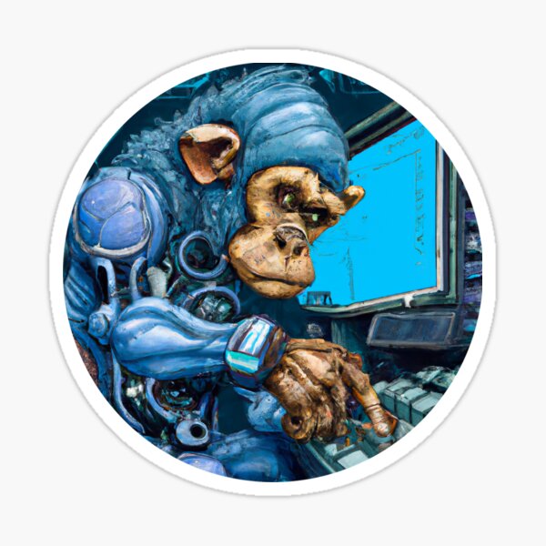 Cyborg-Affe, der Computer hackt Sticker