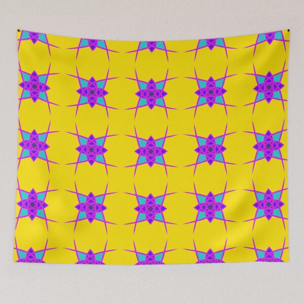 Item preview, Unique hand drawn geometric repeating pattern with yellow background - WelshDesigns designed and sold by welshdesigns.