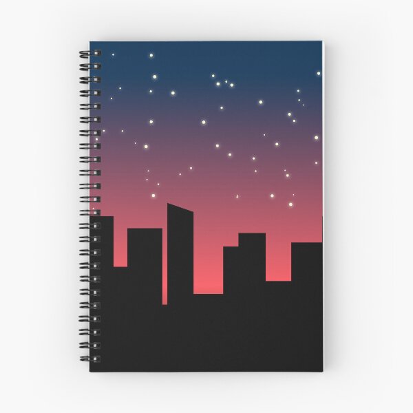 Item preview, City's building silhouette with purple sky above.| Star night drawing with skyline below designed and sold by yssab.