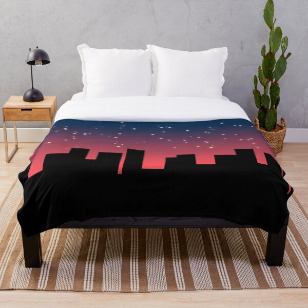 Item preview, City's building silhouette with purple sky above.| Star night drawing with skyline below designed and sold by yssab.
