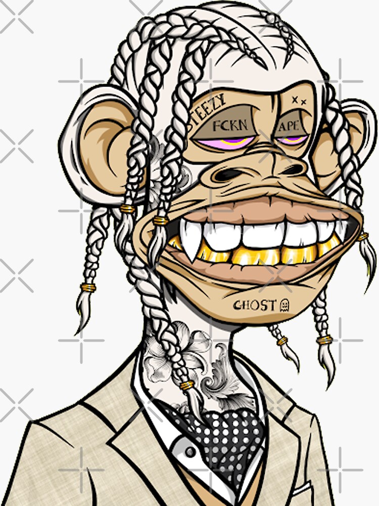 "NFT monkey like travis scott Bored Ape Yacht Club " Sticker for Sale