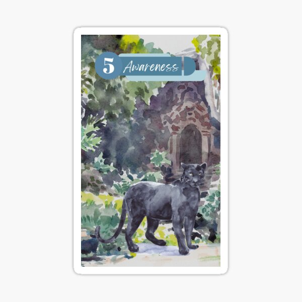 Oracle Card Inspired Art Work - Awareness - Panther - Spirit Animal  Sticker