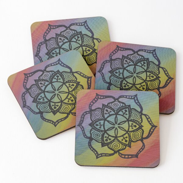 Item preview, RAINBOW WARRIOR MANDALA ~ SACRED GEOMETRY FOR THE SOUL~ PURPLE, BLUE, AQUA,GREEN, YELLOW, ORANGE, RED designed and sold by Ann Chatfield.